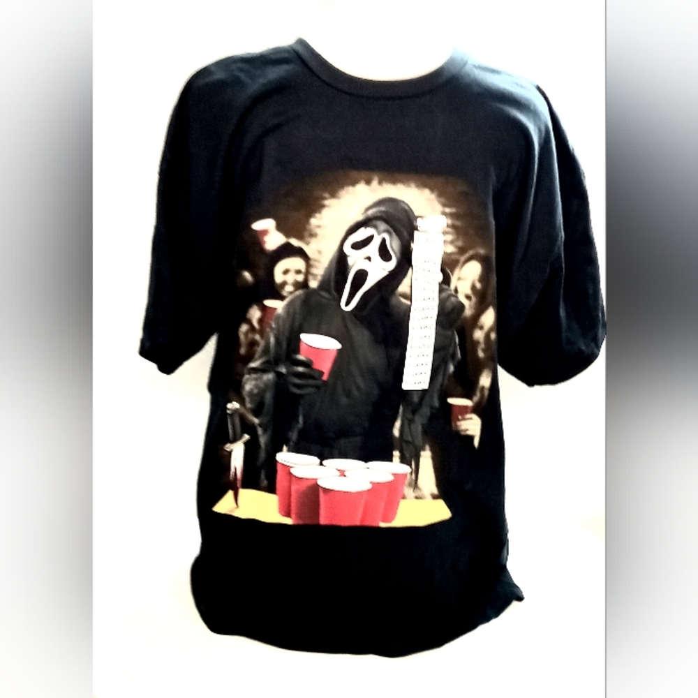 Ghost Face Beer Pong Horror Movie Shirt XL